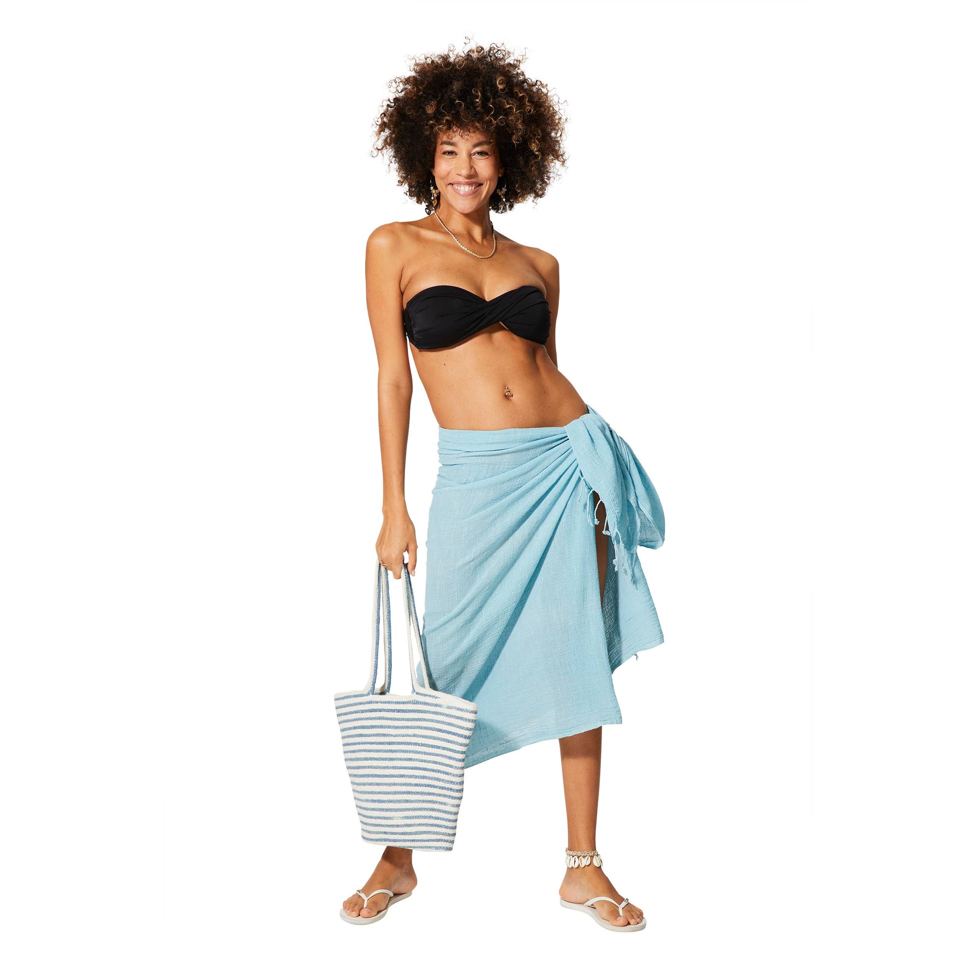 Sciarpa estiva in cotone blu