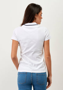 Polo donna in cotone con ricami a stelline