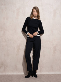 Maglione a maglia girocollo bicolore