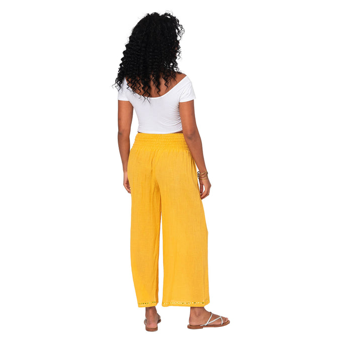 Pantaloni estivi culotte in cotone gialli