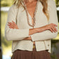 Cardigan in maglia a coste color ecru