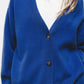 Cardigan in maglia blu con scollo a V