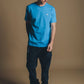 T-shirt essenziale blu mediterraneo in cotone biologico