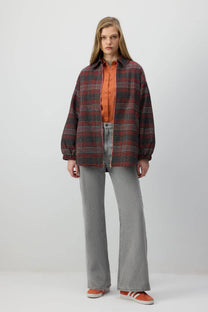 Giacca bomber con colletto a camicia a quadri
