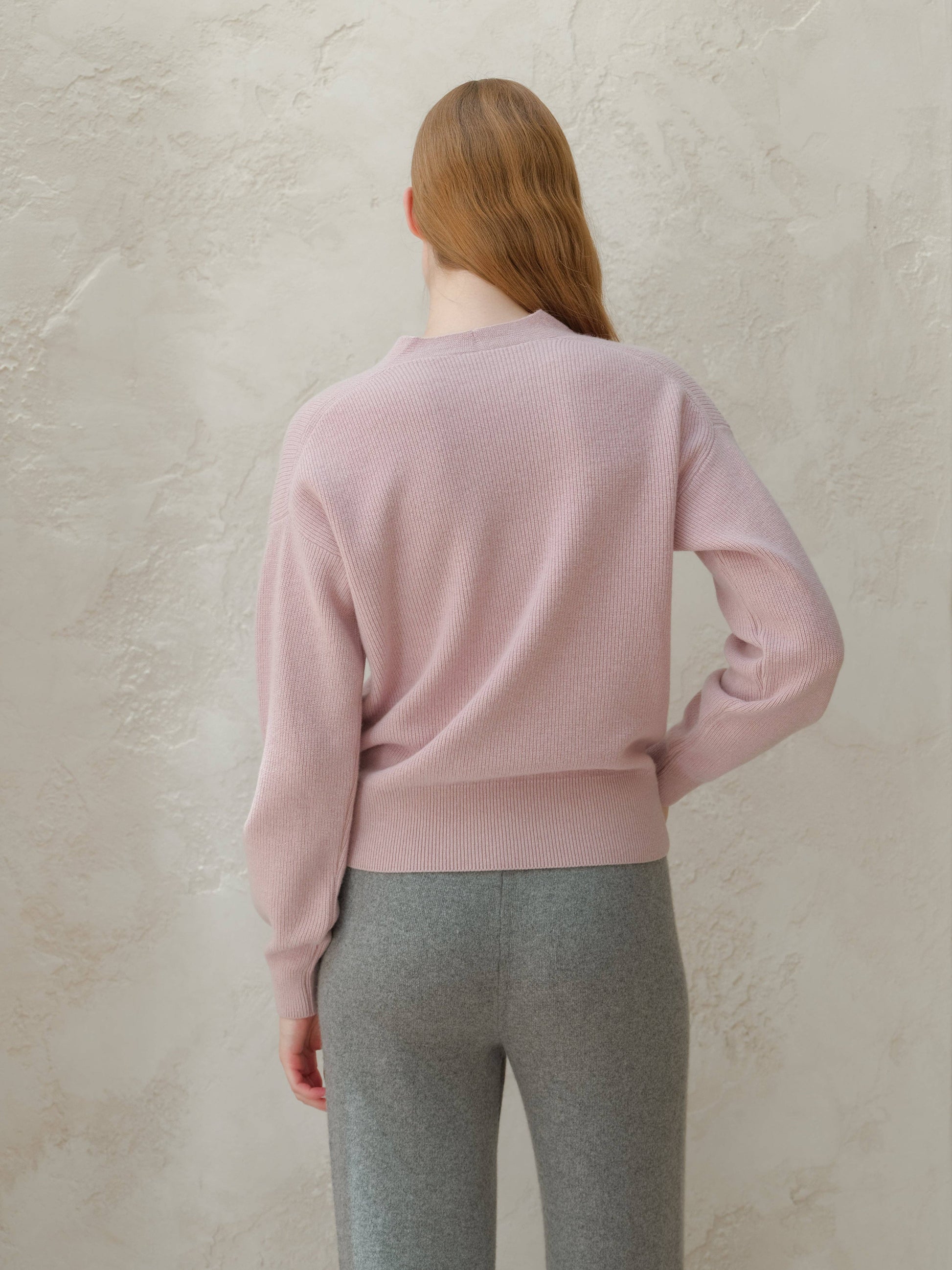 Cardigan a coste in misto cashmere minimal