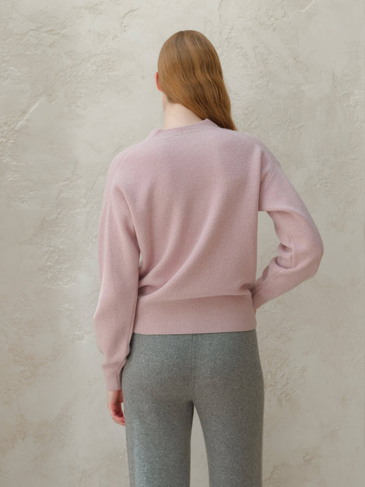 Cardigan a coste in misto cashmere minimal