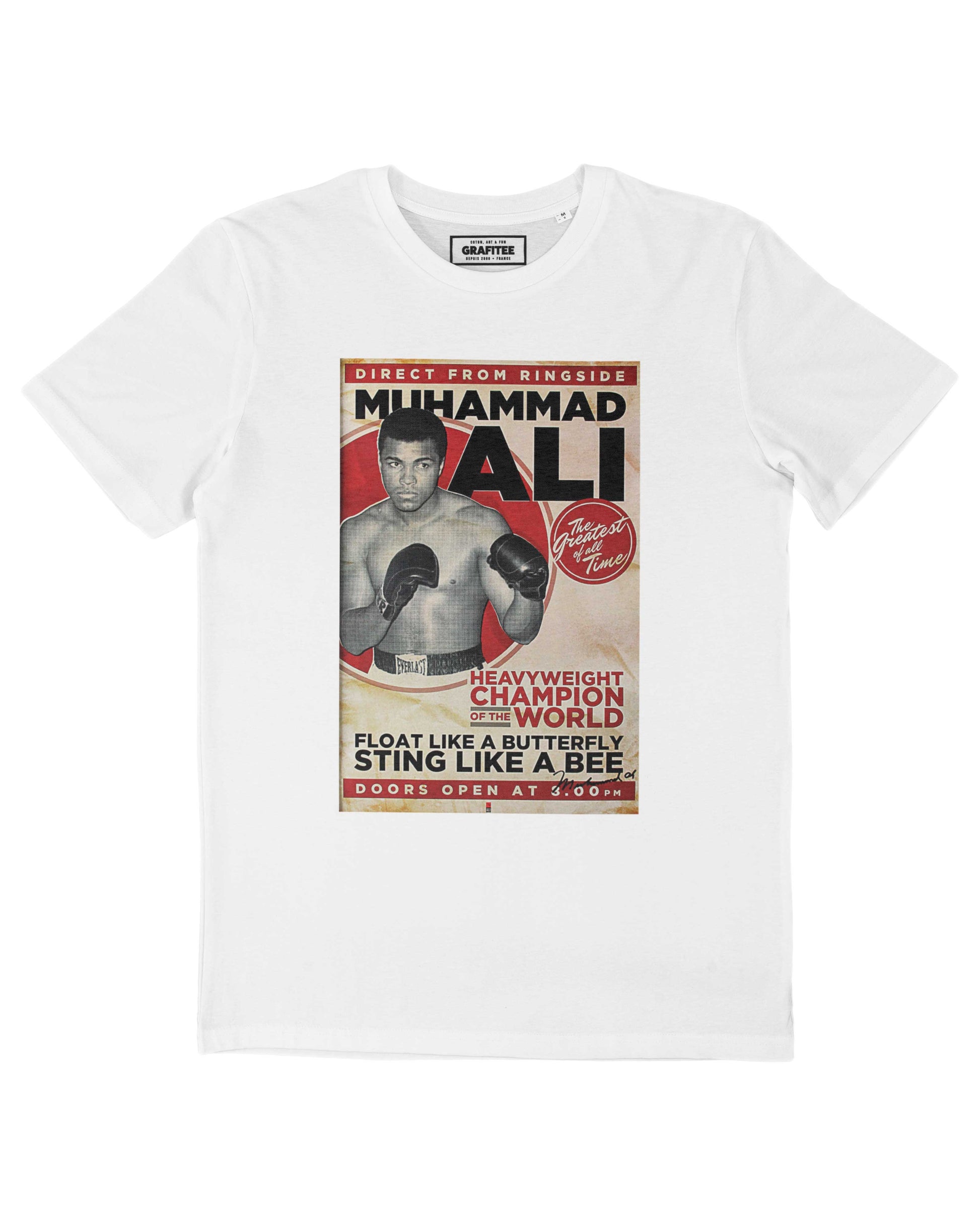 T-shirt Muhammad Ali con stampa boxing in cotone biologico