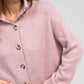 Cardigan in maglia rosa antico con collo alto e bottoni