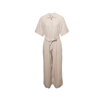 Tuta jumpsuit in viscosa e lino con cintura