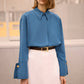 Camicia in popeline con polsini ampi