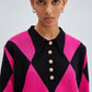 Tunica in maglia con colletto polo a rombi