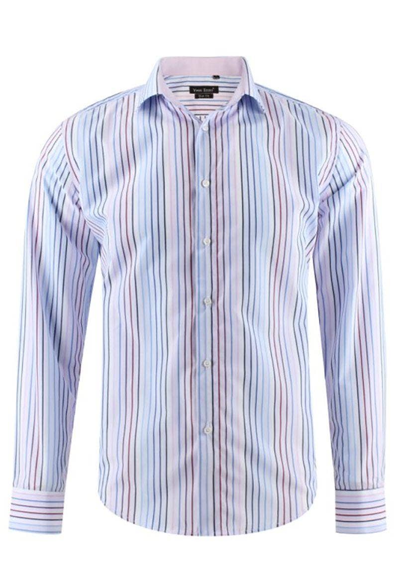 Camicia slim fit a righe blu e bordeaux