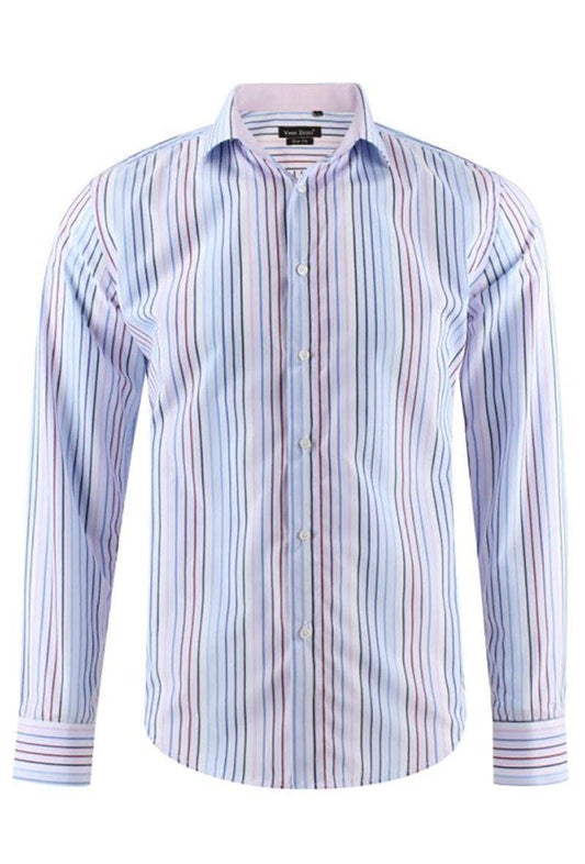 Camicia slim fit a righe blu e bordeaux