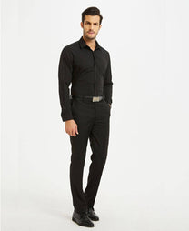 Camicia nera slim fit in popeline di cotone