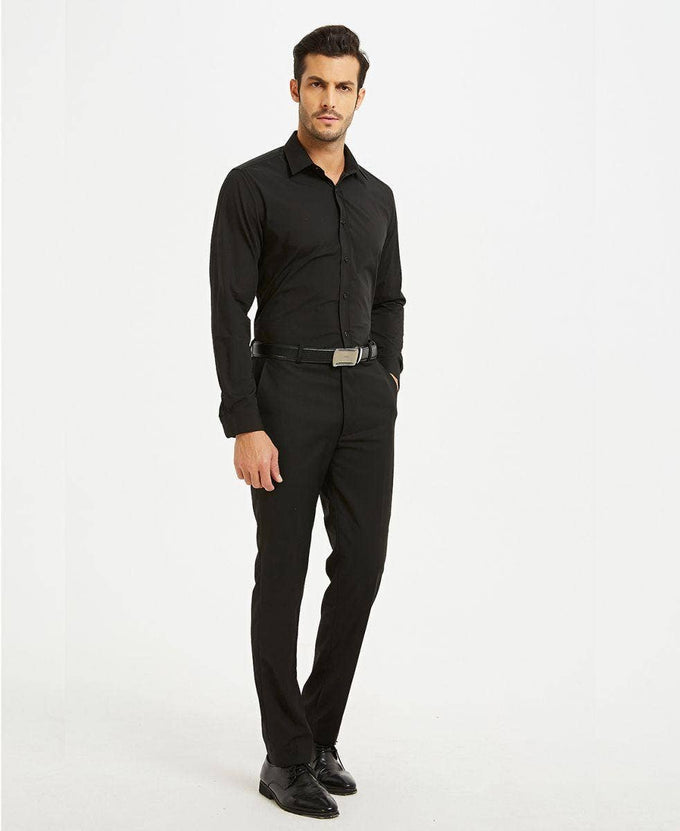 Camicia nera slim fit in popeline di cotone