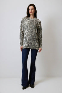 Tunica in maglia animalier leopardata