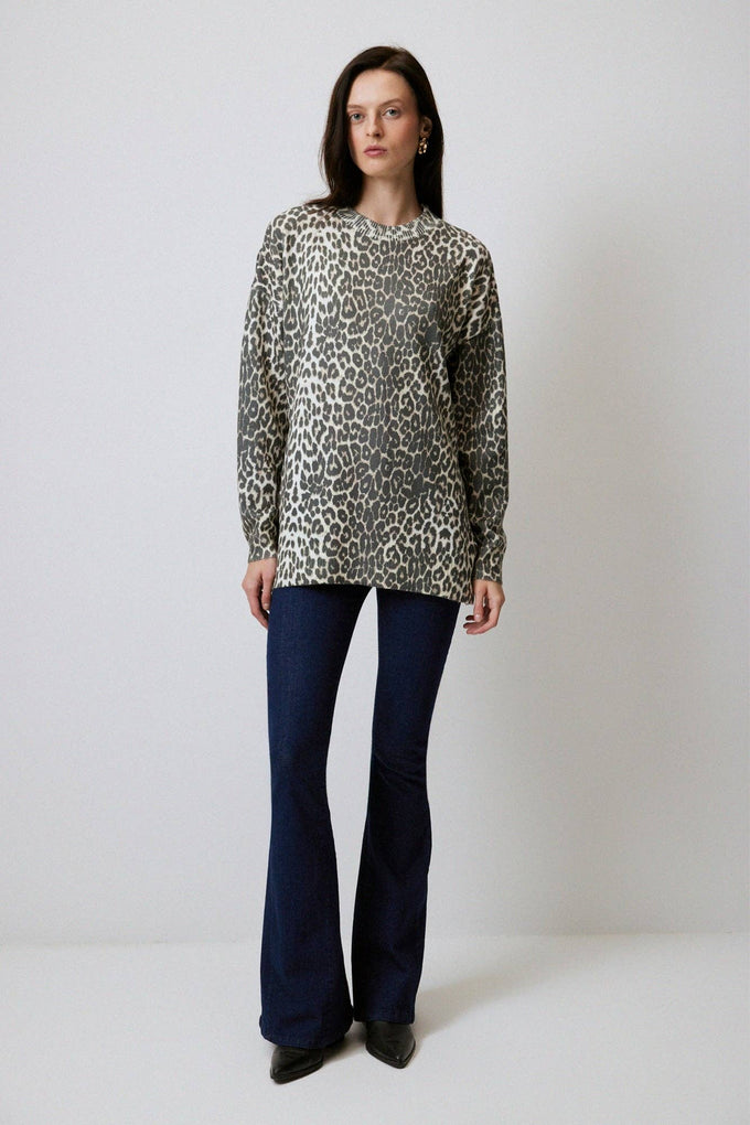 Tunica in maglia animalier leopardata