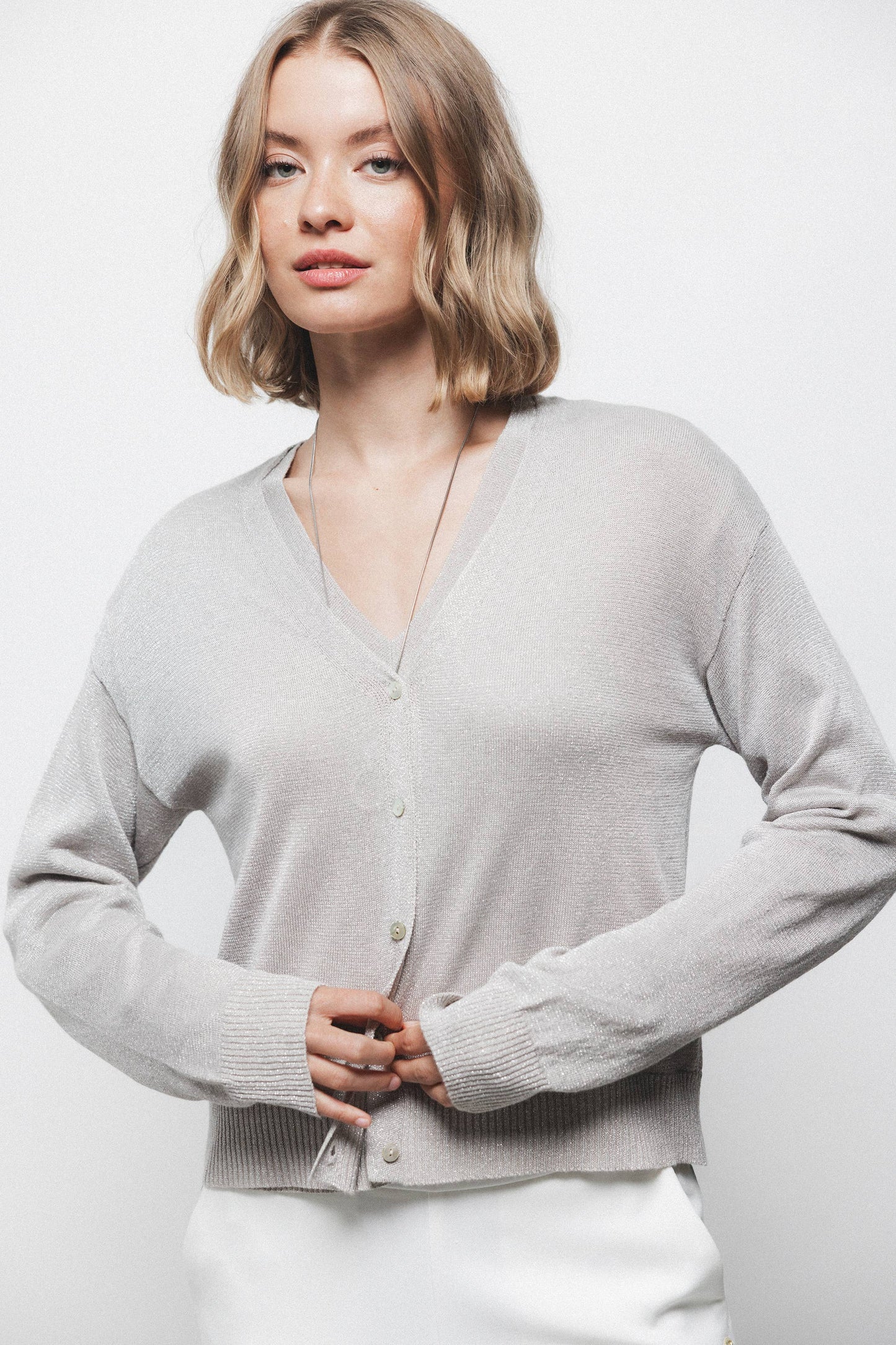 Cardigan in maglia con scollo a V