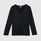 T-shirt Tenio nera con scollo a V e maniche lunghe