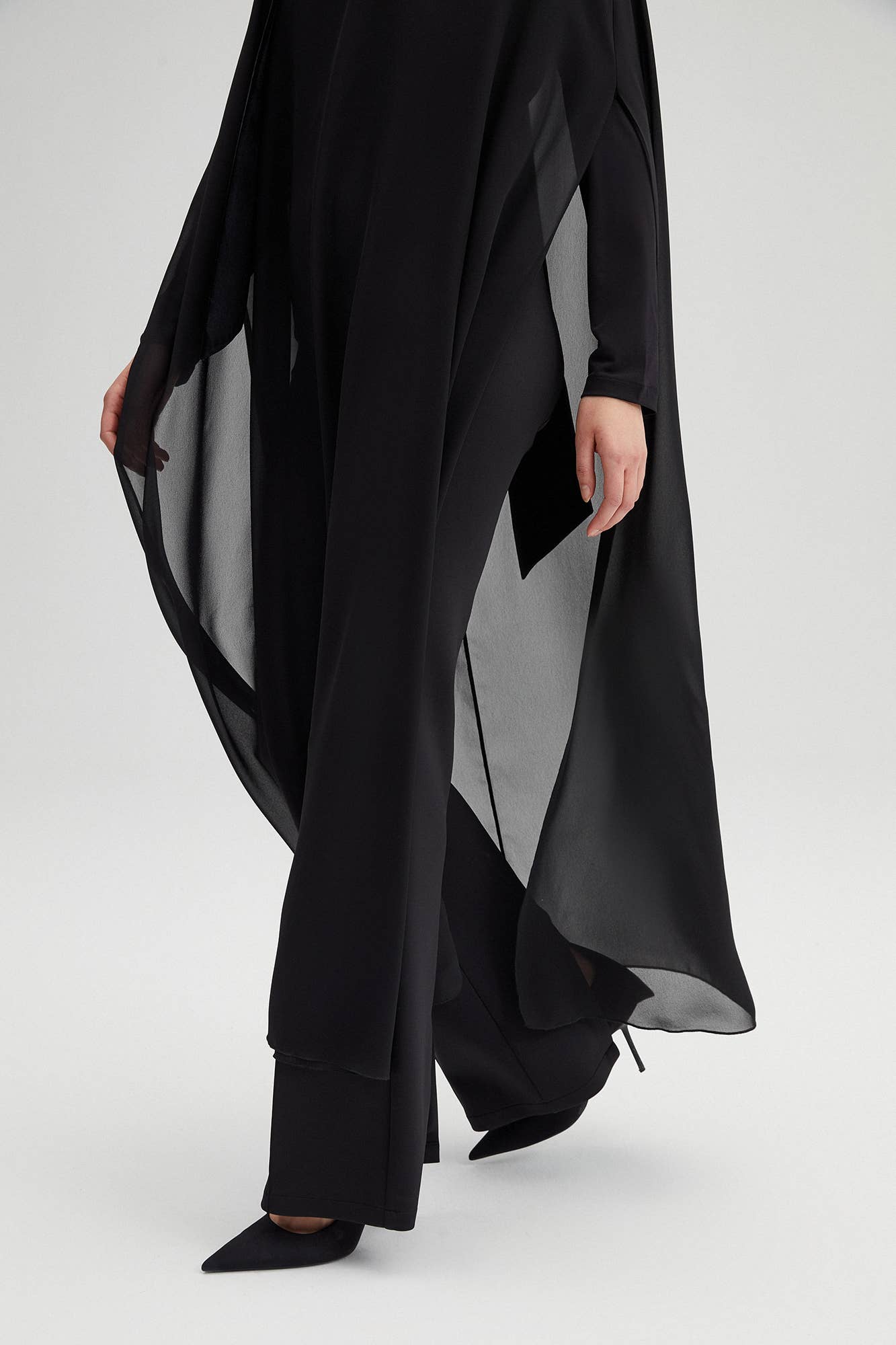Tunica maxi oversize in chiffon nero