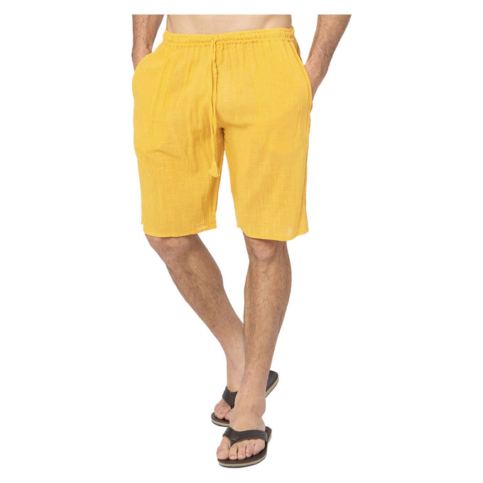 Pantaloncini estivi in cotone gialli con coulisse