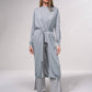 Cappotto lungo lucido con cintura