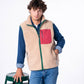 Gilet sherpa unisex con zip beige e bordeaux