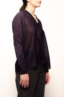 Maxi maglione glitterato con scollo a V