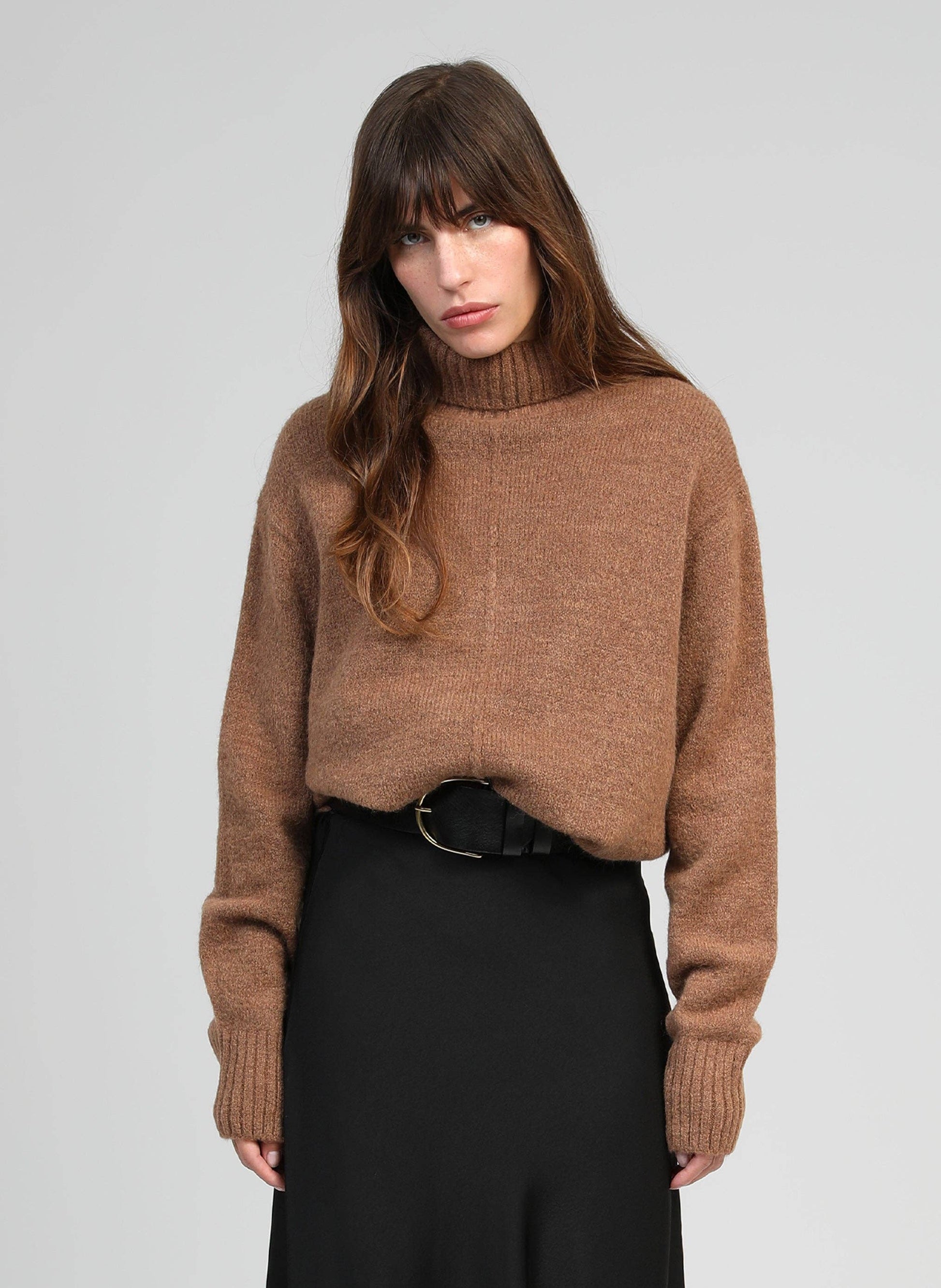 Maglione dolcevita cocooning marrone glacé