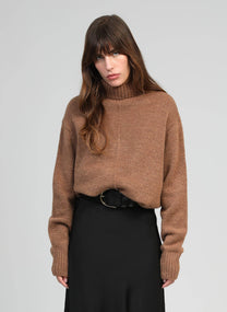 Maglione dolcevita cocooning marrone glacé