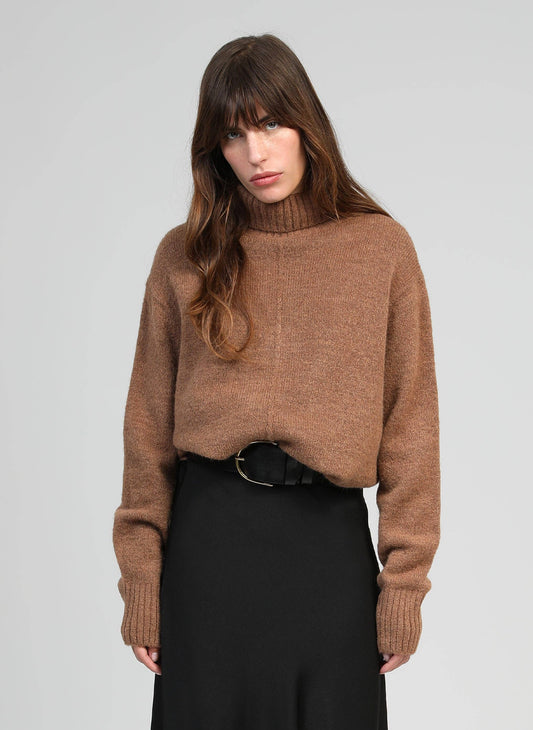 Maglione dolcevita cocooning marrone glacé