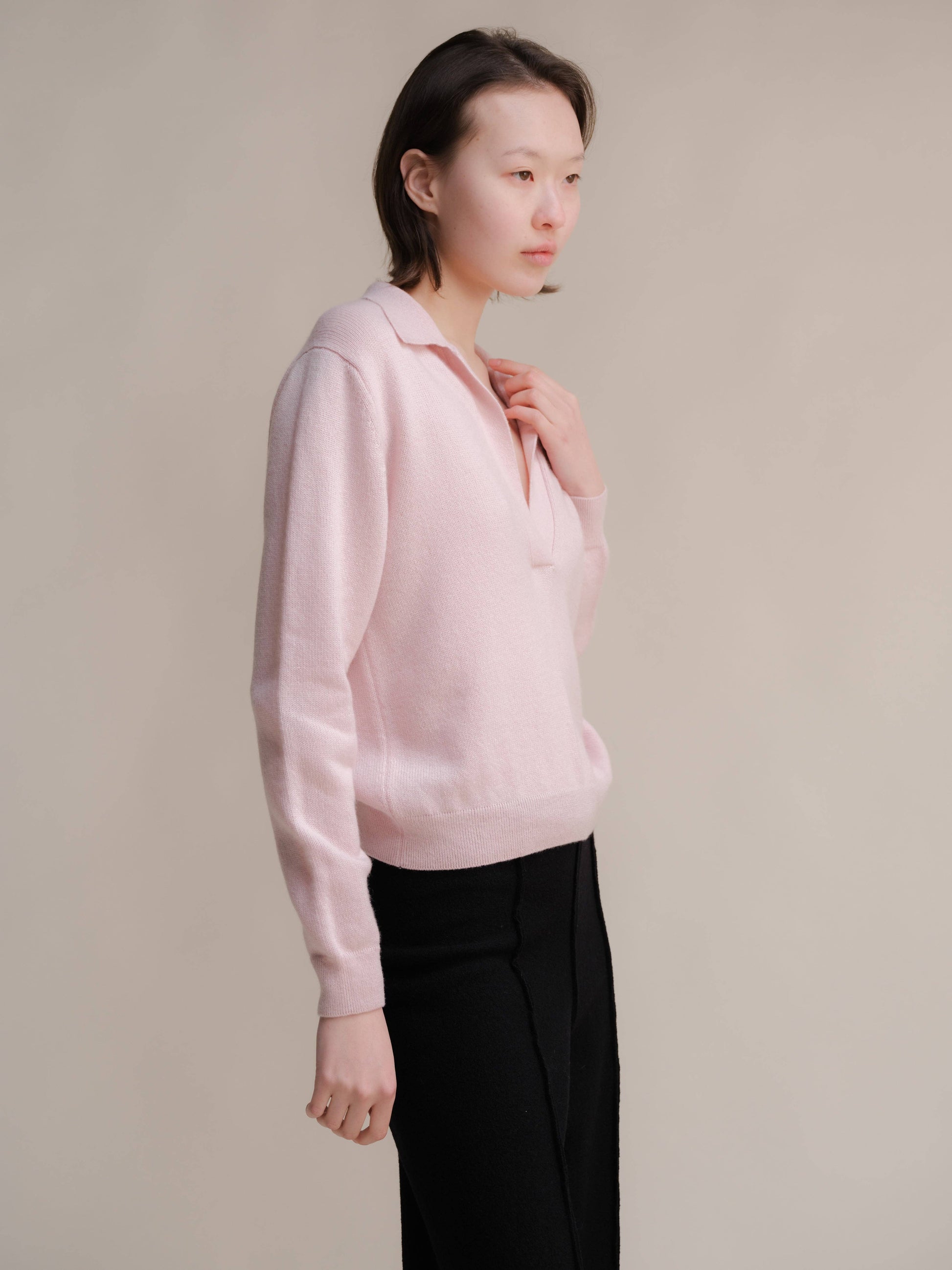 Maglione polo in puro cashmere