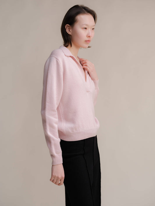 Maglione polo in puro cashmere