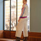 Pantaloni in Maglia a Trecce con Dettaglio Mesh