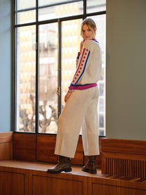 Pantaloni in Maglia a Trecce con Dettaglio Mesh