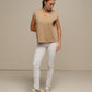 Maglione smanicato in maglia con scollo a V