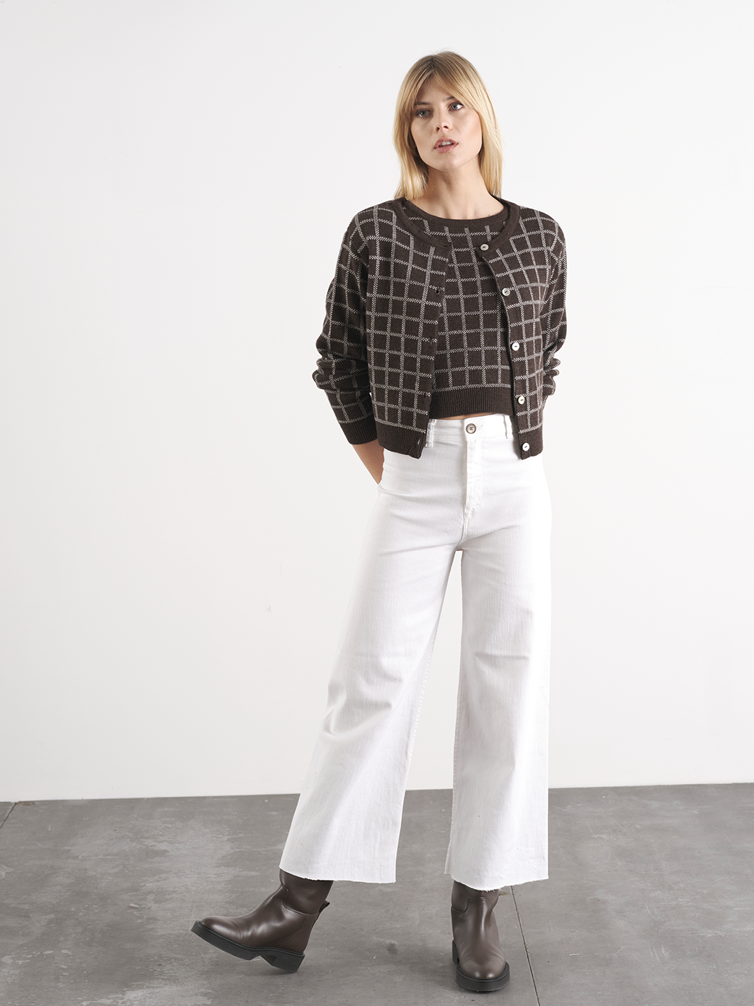 Giacca cardigan in mesh a quadri Chadrez