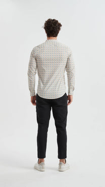 Camicia uomo premium con stampa floreale digitale e colletto alla coreana