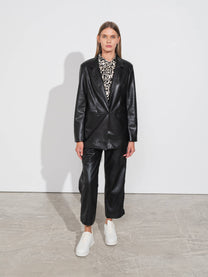 Blazer in ecopelle nero da donna