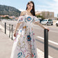 Abito lungo boho stampato con maniche a palloncino