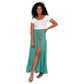 Gonna da spiaggia lunga verde in voile con spacco