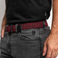 Cintura elastica intrecciata rosso e nero con fibbia