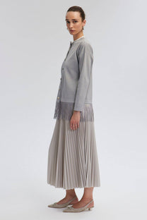 Cardigan in maglia con frange argento