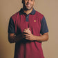 Polo color block in cotone biologico bordeaux