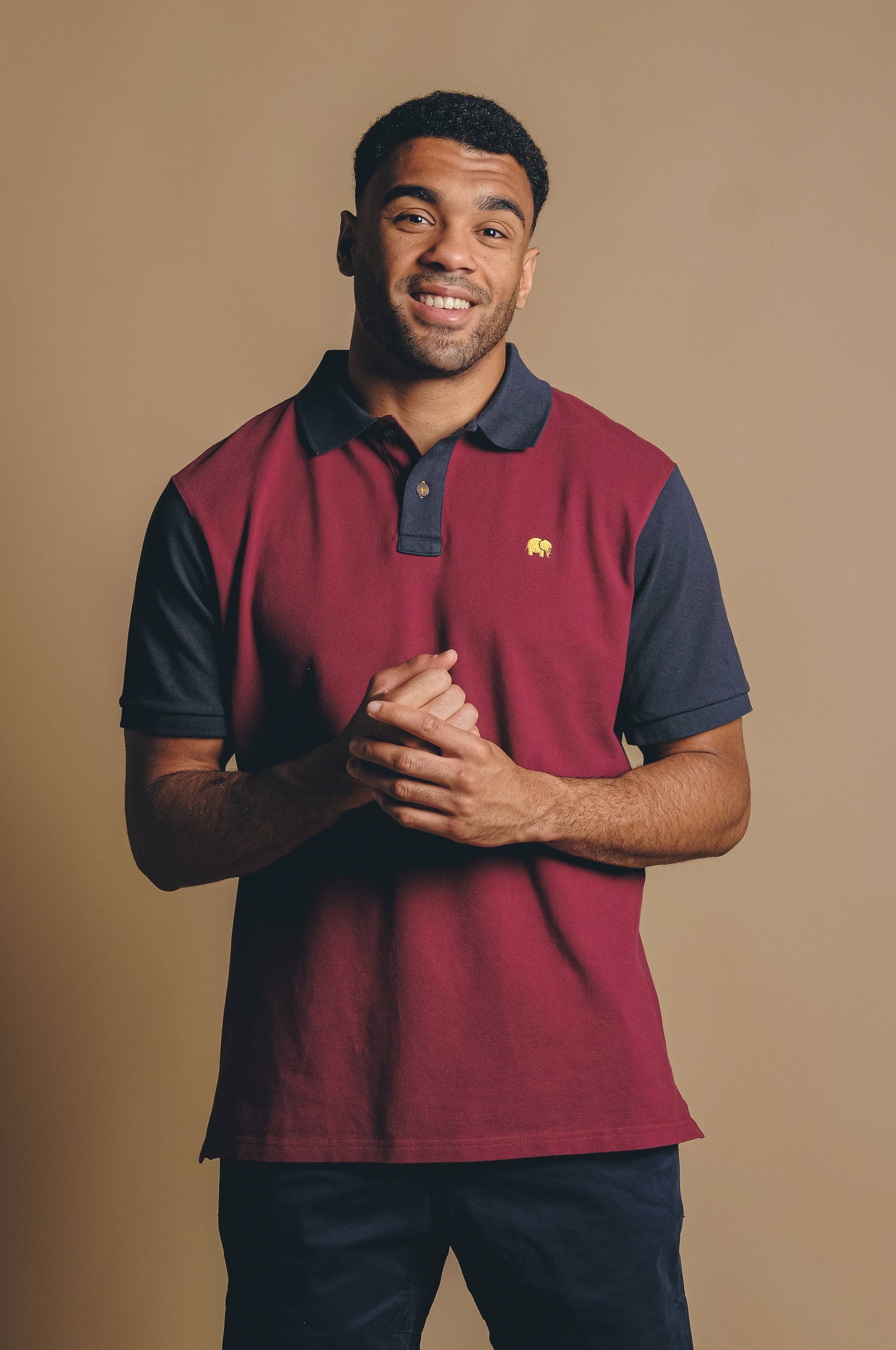 Polo color block in cotone biologico bordeaux