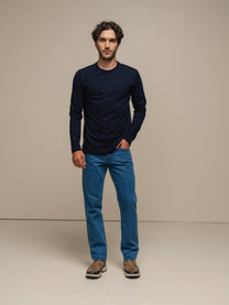 Maglia uomo girocollo a manica lunga in cotone e poliestere