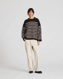 Maglione oversize a righe in lana d’agnello Barbera