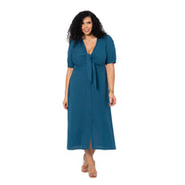 Abito lungo estivo curvy boho con maniche corte
