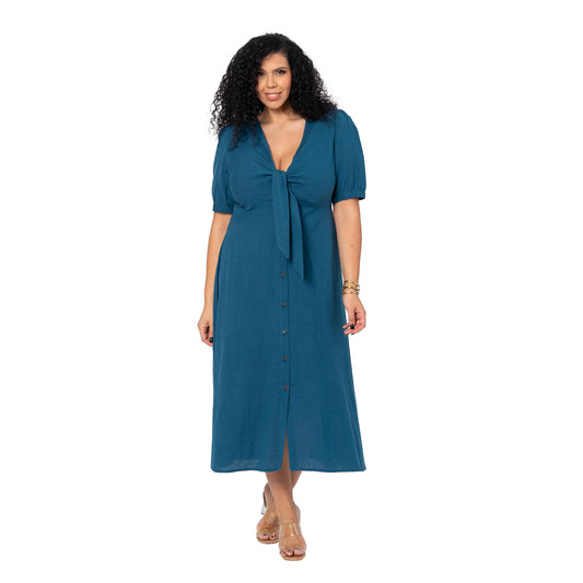 Abito lungo estivo curvy boho con maniche corte
