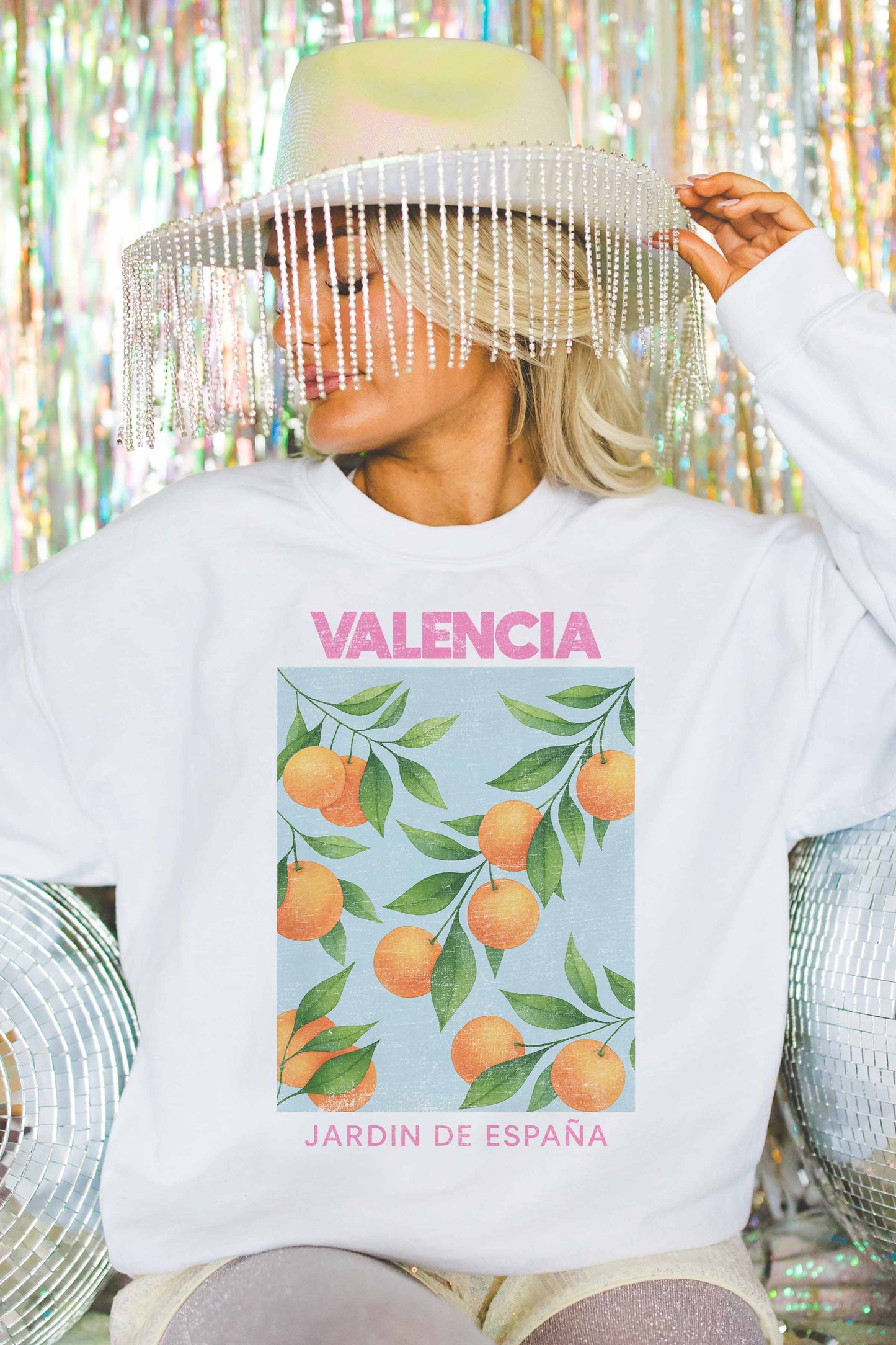 Felpa oversize Valencia España con stampa agrumi